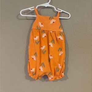 Carter's Bright Orange Floral Infant Romper